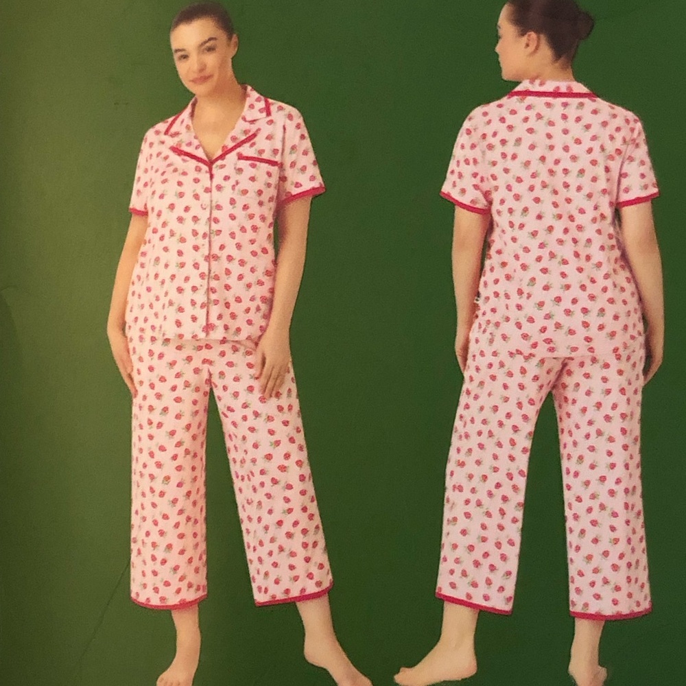 kate spade Pink Raspberry Short-Sleeve Pajama Set with Contrast Trim